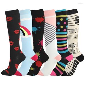 Sports Socks Compression 20-30 Mmhg Women & Men Anti Fatigue Pain Relief Knee Stockings Travel Flight Running Fitness
