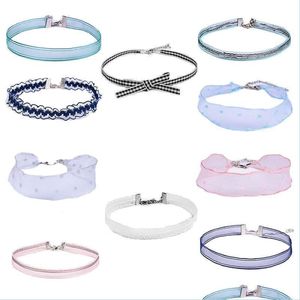 Chokers 10st/set blandade färger spets blommor choker tatuering halsband för kvinnor flicka band klavikel krage smycken dagligen liv lubaby dheti