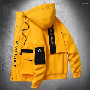 Męskie kurtki męskie kurtka męska wiosna jesienna modna cienki patchwork z kapturem Hip Hop Streetwear Man Casual Coat Sport