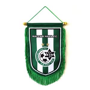 BANNER Sinaliza Israel MacCabi Haifa FF FLAGADA 30CMX20CM DOUS LADES DORAÇÕES PARA HOMENAGEM HOMENDE