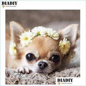 Paintings Paintings Diadiy Fl Square 5D Diy Diamond Painting Cute Dog Embroidery Chihuahua Cross Stitch Rhinestone Mosaic Art1 Drop D Dhcmd