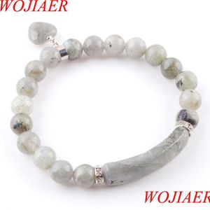 Perlenstränge Natursteinperlen Labradoirte Strang Armbänder Armreifen Herzform Charm Fitting Frauen Schmuck Liebe GIF Mjfashion Dhzl9