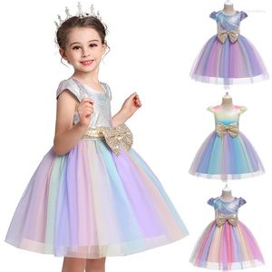 Sukienki dla dziewczynki kolorowa bokska siatka Słodka księżniczka Dziewczyny Moda Dzieci Świąteczne przyjęcie Przyjęcia Dar urodzinowy na ubrania dla niemowląt