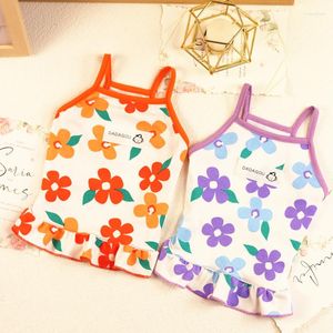 Dog Apparel Pet Clothes Spring And Summer Cat Dress Thin Large Flower Suspender Skirt Suit Lolita Yorkie