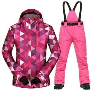 スキースーツスーツ女性セット風力防止防水服ジャケットパンツ雪の冬とスノーボードブランド220930