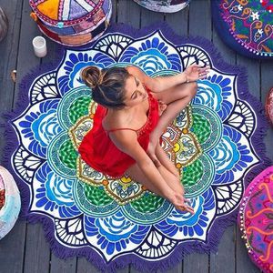 Mattor lotus mandala runda filt matta tapestry tassel strand kast hippie boho yogamat bord omslag picknick