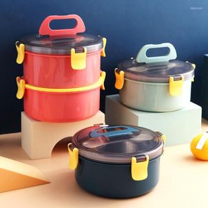 Наборы посуды 304 из нержавеющей стали двойной слой Bento Box Iosuled Kids Lunch для школы с запечатанными контейнерами для хранения