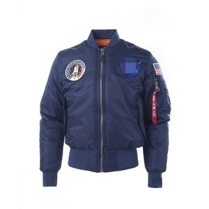 Jackets masculinos 100º lugar espacial Patched Winter Bomber Flight Jacket for Men Women 220930