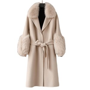 Womens Fur Faux Pudi Women Winter Real Coat Jacket Ins Lady Over Size Misto lana Parka Trench CT1114 220930
