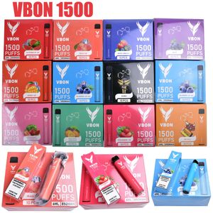 Disposable Vape VBON 1500 Hits 0% 2% Puff 1500 Sigarette E Cigarette Pods Device kits 850mah battery pre-filled 6ml vaporizer vaper