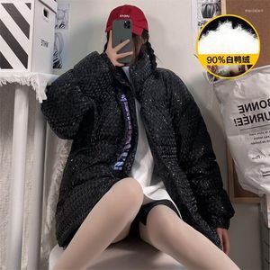 Men's Down Couples Winter Puffer Jackets For Men Fashion Trends Sequin Clothing Teenage Oversized Warm Bubble Coats Hip Hop Streetwear