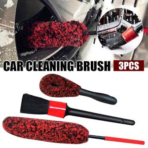 Car Sponge 3pcs/Set Wheel Cleaning Brush Soft Synthetic Wool Tire Rim Scrub Scratch-Free Tool Auto Detailing