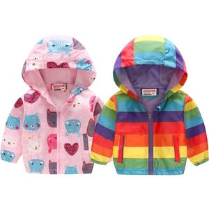 Giacche Cappotti arcobaleno per ragazze Manica intera Capispalla vento Primavera Autunno Bambino Abbigliamento per ragazze Animali Cartoon Giacche Cappotto per bambini 2201006