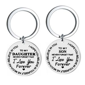 Till min son/dotter Keyring Key Chains rostfritt st￥l Keychain Fashion Jewelry Accessories Creative Gift