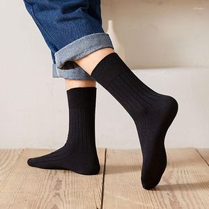 Men's Socks Spring Autumn Men Cotton Solid Color Bussiness Casual Male Fashion Striped Soft Breathable Ribbed Crew 2022