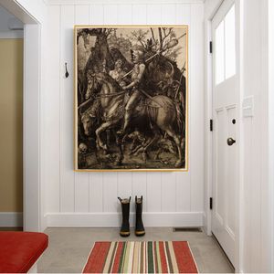 M￥lningar Citon Canvas Albrecht Durer The Knight Death and the Devil Art Oil M￥lning Konstverk bild Modern v￤ggdekor Hemdekoration 221006