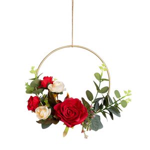 Gold Metal Ring Wreath Flower Rack Wedding Bridesmaid Handheld Garland Diy Birthday Party Backdrop Decor Hoop 10-40cm