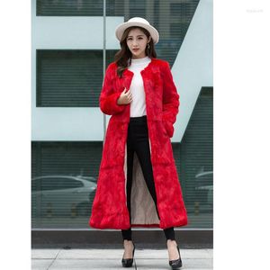 Women's Fur X-long 120 Cm Plus Size S - 5XL Natural Coats Outerwear Women Full Sleeve Real Jackets 2022 Winter Overcoat