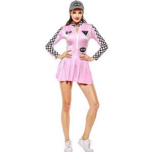Women's Tracksuits Red Pink Cool Sexy Lattice Racer Come Racing Driver School Sports Women Clothing Set T220909