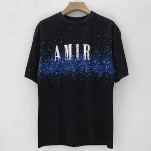 メンズTシャツアートスターリースカイペイントスプラッタープリントルーズ通気性oネックメンズショートスリーブTシャツプルオーバーTシャツhommeソフトメンTシャツT221006