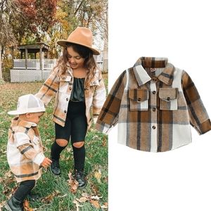 Jackets FOCUSNORM 5 Colors 04Y Toddler Kids Girls Boys Shirts Jacket Plaid Patchwork Printed Long Sleeve Single Breasted Wool Coats 2201006