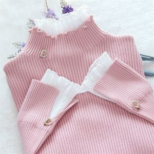 Женские свитеры Deeptown Corean Style Turtleneck Женщины Элегантный розовый свитер Slim Basic Jumper теплый пурпурный пуловер Женская топ -зима 221006