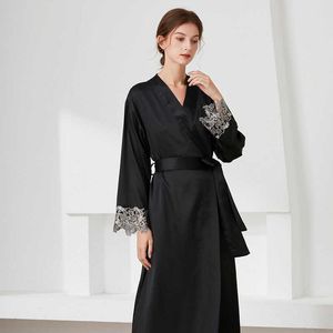 Kvinnors sömnkläder 3xl Husrock för kvinnor Silk Long Robe Nightgown Set Nvegee Sleepwear Satin Bathrobe Nightwear Bridesmaid Dressing Gown T221006