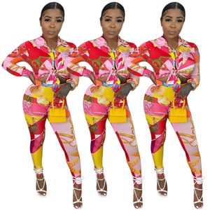 Fashion Print Two Piece Pants Women Casual Shirt and Legging Set 2Pcs Suit Outfits Free Ship