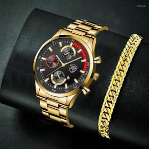 Relógios de pulso relógios masculinos de luxo calendário de aço inoxidável Quartz Men Wrist Assista de pulseira masculina Business luminous relógio Reloj Hombre