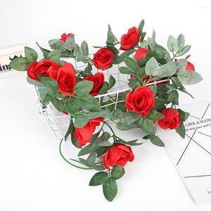 Decorative Flowers Rose Vine 6 Color Entangled Useful Beautiful Silk Cloth 24cm Flower Artificial Good-looking