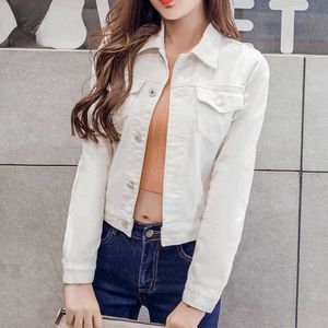 Jackets New Long Sleeve winter Slim White Black Jeans Top For Women Solid Denim Jacket Short Overcoat Ladies Tops Y2210