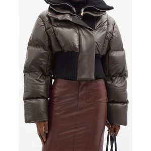 Womens Parkas Niestandardowa moda Czarna przycięta wełniana wełna