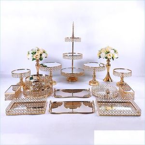 Other Bakeware See Pic Bakeware 7Pcs-16Pcs Electroplate Mirror Cake Stand Set Display Wedding Birthday Party Dessert Cupcake Plate Ra Dhxg6