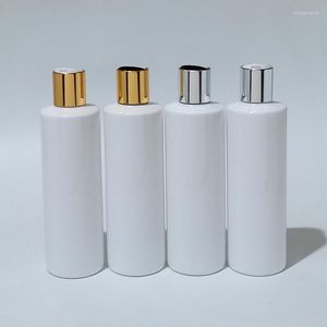 Förvaringsflaskor 250 ml tom schampo plastskruvpress kepsar diy 250cc lotion husdjur flaska med guld lock kosmetisk förpackning hudvård