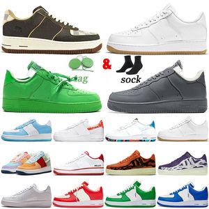 Nike Air Force Airforces One Low Sports Running Shoes Off White Paisley Black Gum Nail Art Cactus Jack Skeleton Beige Light Green Boricua Trainers Men Women Sneakers