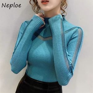 Женские свитера Neploe наполовину высокая шея полость вытянуть сплошные вязаные пулы