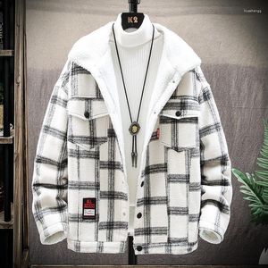 Herenjassen Winterjas voor heren Losse parka Japanse mode Dikke warme geruite heren en jassen Fleece bomberjack Heren