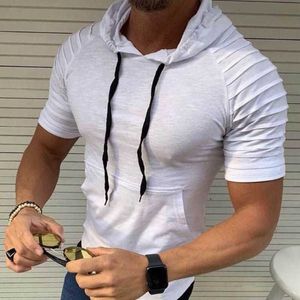 Erkekler Tişörtleri Tişört Erkekler Kısa Kollu Kapşonlu Tshirts Yaz Sonbahar Spor Giyim Mens Giyim Satılan Renk Slim Fit Casual Gym Shirts Tips T221006