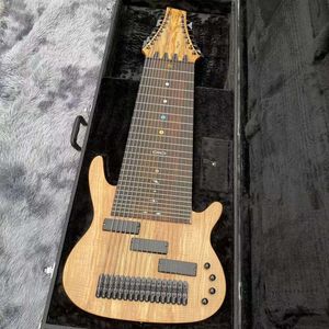 Özel 17 Dizeler Elektro Gitar Bas Mahogany, Spalted Akçaağaç Kaplama ile Logo Şekli Donanımında Özelleştirilmiş