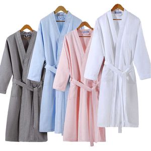 Womens Sleepwear Lovers Summer Fashion Waffle Bathrobe Women Suck Water Kimono Bath Robe Plus Size Sexy Peignoir Dressing Gown Bridesmaid Robes T221006