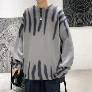 Herrtröjor Japan Style Loose Fit Sweaters Men Streetwear Casual Autumn Winter Sticked Sweaters Pullover Overized Tops Z240606