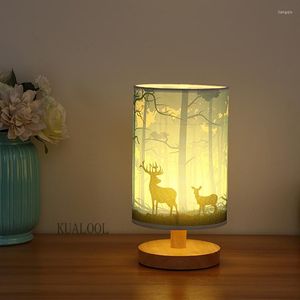 Lampy stołowe Nowoczesne minimalistyczne lampa drewniana Nordic Mini Burey Sypialnia oprócz wystroju salonu