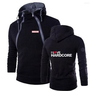 Erkek Hoodies Hardcore 2022 Erkekler Uzun Kollu Baskı Pamuk Hoodie Moda Çift Fermuarı Renk Blok Ceket Sweatshirt Külot