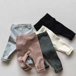 Leggings Tights Autumn Baby Girls Children Cashmere Pants Toddler Kids 1 2 3 4 5 6 år Elastisk midja Solid färgbyxor 221006