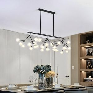 Lâmpadas pendentes Nordic Designer Art Tree Branch Led Firefly Candeliers Creative Dining Room Lights Coffee Shop Solfing Glass Light Glass