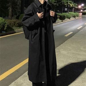 Herrenjacken Mauroicardi Frühling Herbst Lange Übergroße Schwarz Khaki Trenchcoat Männer Raglanärmel Einreiher Lose Lässige Koreanische Mode 220930