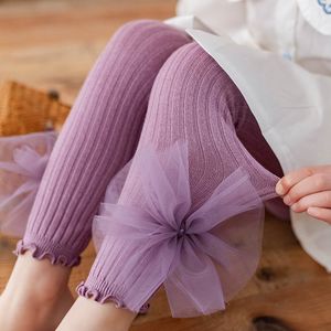 Legginsy Rajstopy Baby Girls Botton Bows Spring Autumn Kids Pants for Girl Fashion High talle Długie spodnie Dzieci S 221006