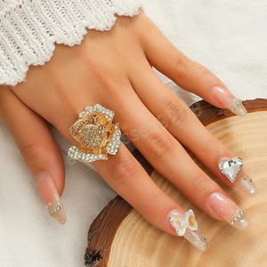 Роскошное розовое цветочное кольцо для женщин свадебные хрустальные обручальные кольца
