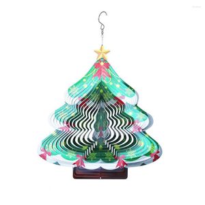 Decorações de Natal Spinner de vento em forma de árvore de vento 3D Aço inoxidável Decoração de carrilhão de metal decoração de casa interior Jardim ao ar livre y