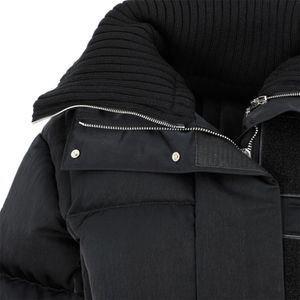 Womens Parkas Custom Fashion Black Cropped Woolblend Trimmed Highneck Quilted Down Women Short Puffer Jacket 220930